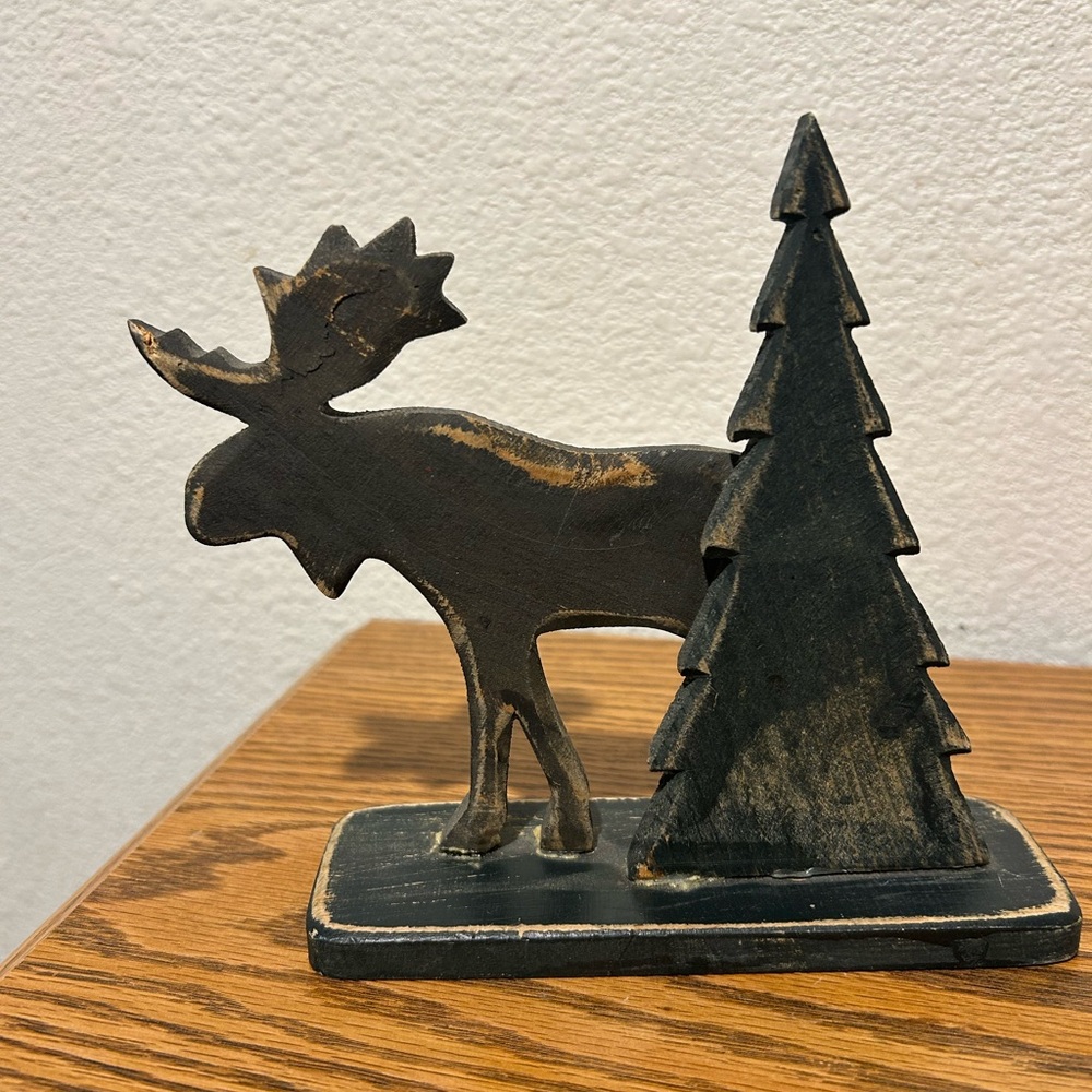 Rustic Black Moose and Tree Decor - Picture 1 of 9